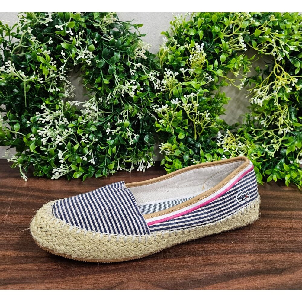 Lacoste Orane Platform SRW Blue Striped Women's Flats Size 9
